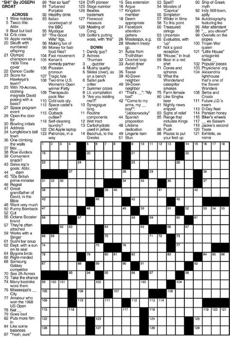 la times crossword puzzle